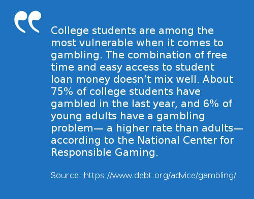 Lottery addiction on some college students are high. College students are the most vulnerable to gambling problem. Their easy access to student loans lead them to gamble.