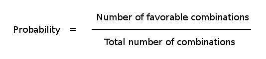 Probability is equal to the number of favorable combinations over the total number of combinations